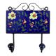 Navy Blue Light Green Floral Tiles Hooks